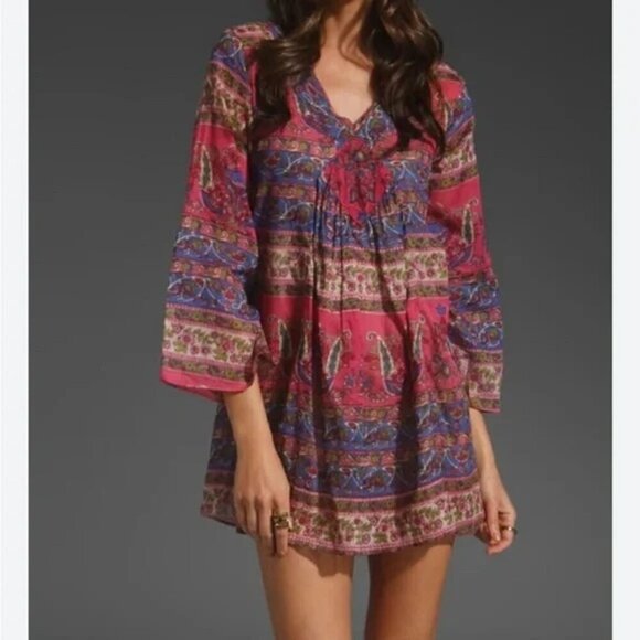 Jen's Pirate Booty Orwell Bohemian Floral Mini Dress Womens L Bell Sleeve Fairy - Picture 1 of 12